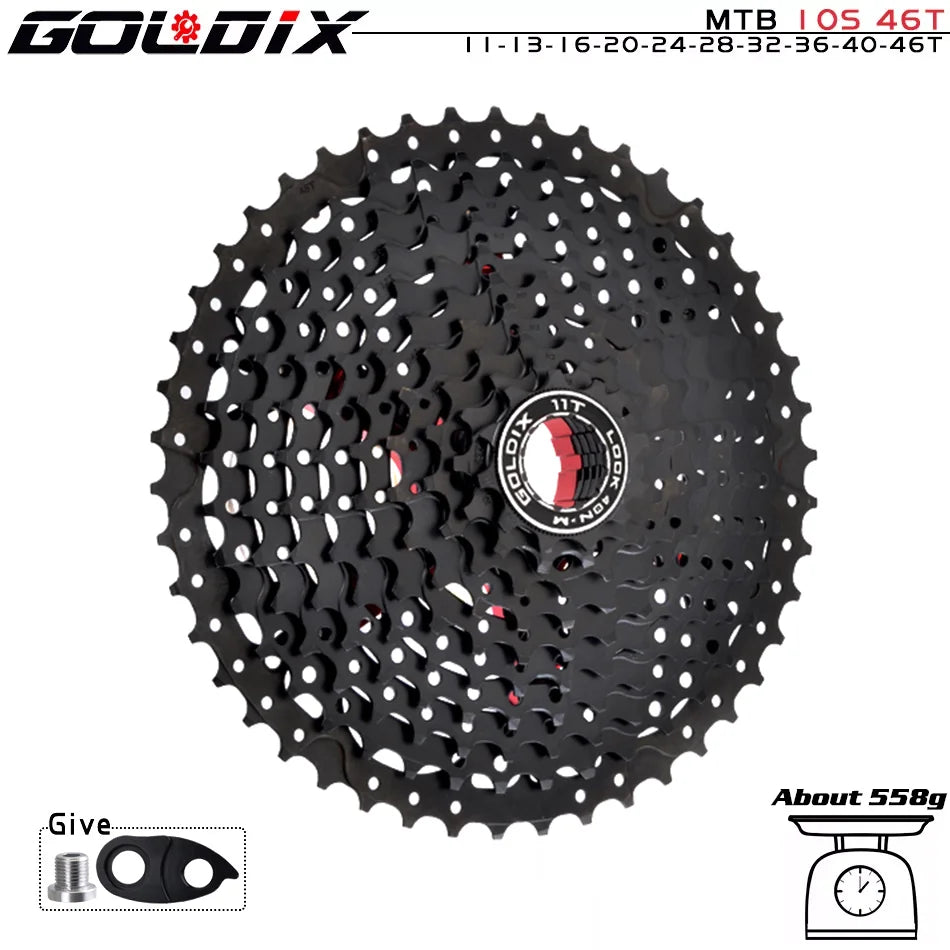   GOLDIX Black MTB Cassette 8/9/10/11/12 Speed 40/42/46/50T K7 Bicycle Freewheel Sprocket