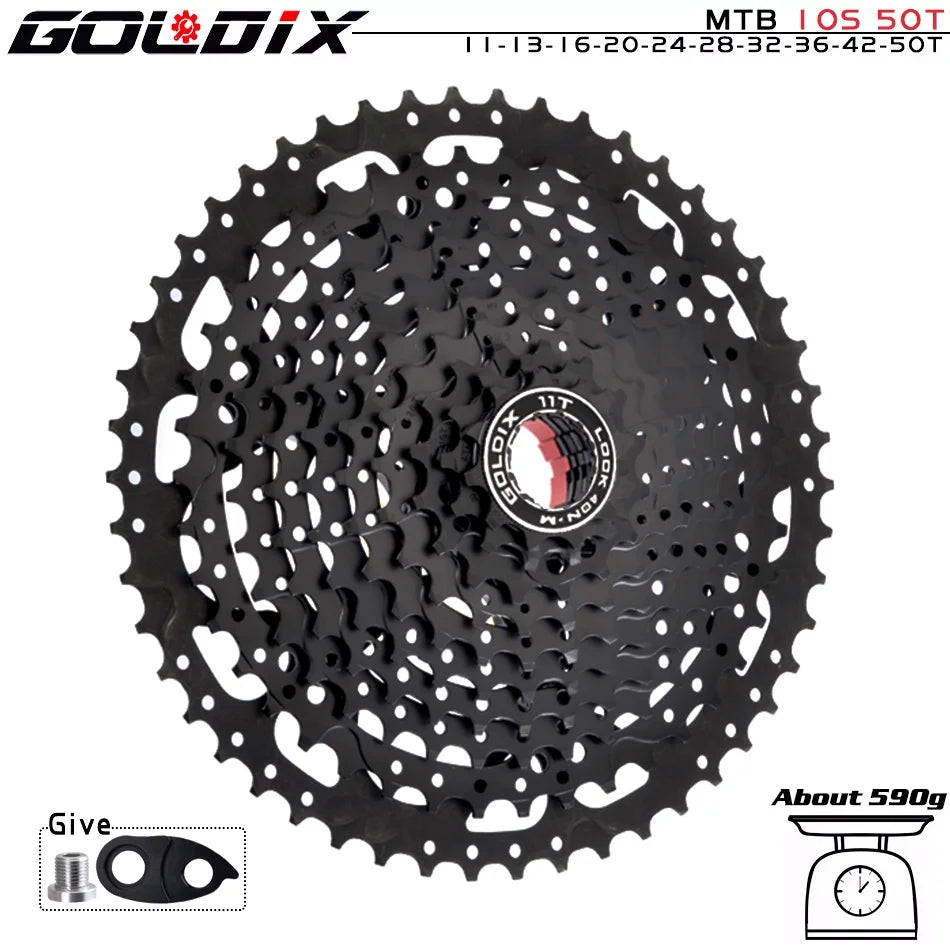   GOLDIX Black MTB Cassette 8/9/10/11/12 Speed 40/42/46/50T K7 Bicycle Freewheel Sprocket