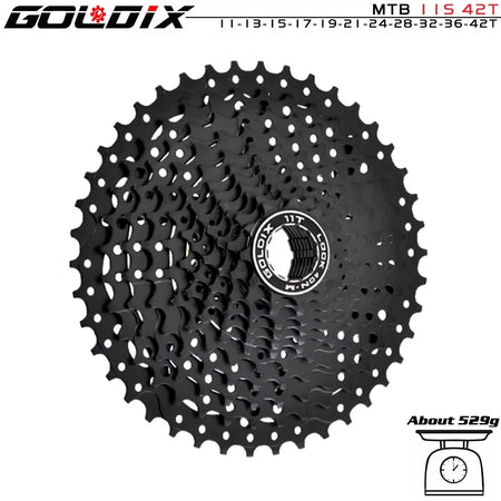   GOLDIX Black MTB Cassette 8/9/10/11/12 Speed 40/42/46/50T K7 Bicycle Freewheel Sprocket