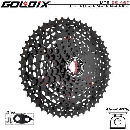   GOLDIX Black MTB Cassette 8/9/10/11/12 Speed 40/42/46/50T K7 Bicycle Freewheel Sprocket