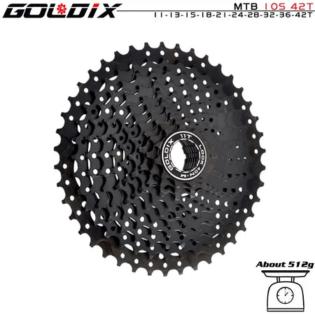   GOLDIX Black MTB Cassette 8/9/10/11/12 Speed 40/42/46/50T K7 Bicycle Freewheel Sprocket