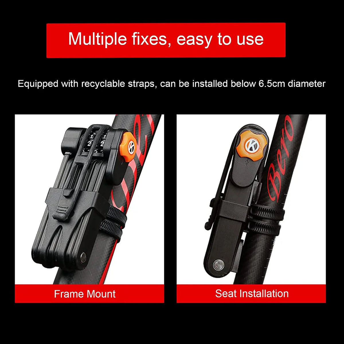   Folding Bike Lock - Heavy Duty Anti Theft Lock for Bicycles, Scooters, and Motorcycles