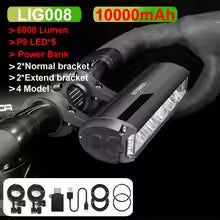 Bicycle LED headlight 10000mAh rechargeable battery
