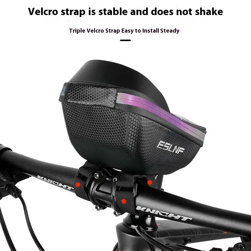 Bicycle handlebar phone bag with touchscreen window