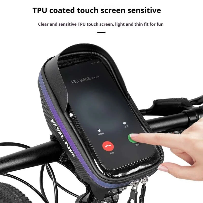 Bike front frame phone mount bag waterproof design