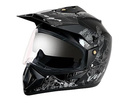 Vega Off Road D/V Sketch White Silver Helmet-M Black silver