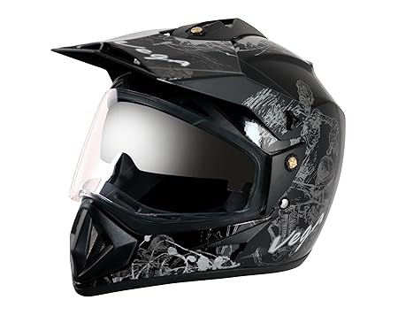 Vega Off Road D/V Sketch White Silver Helmet-M Black silver