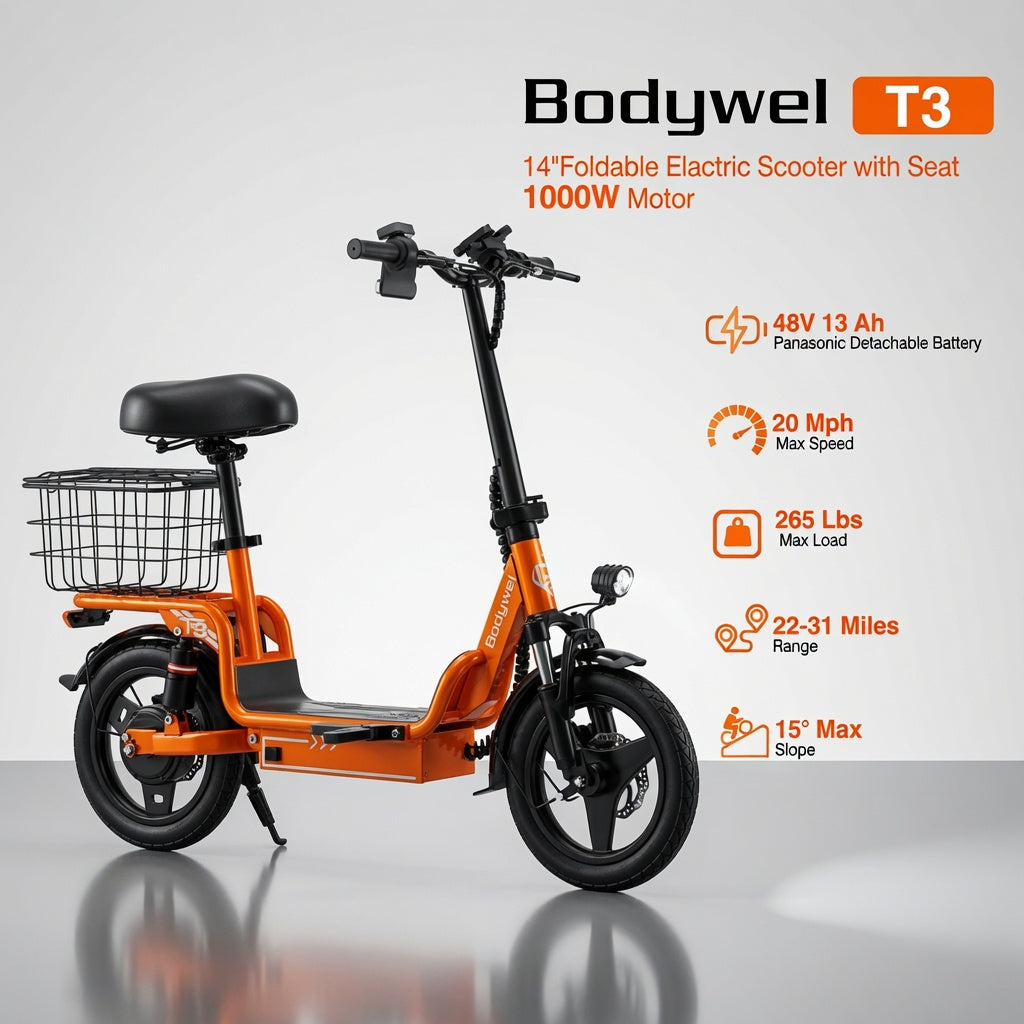 Bodywel T3 Foldable Electric Scooter with Comfortable Seat