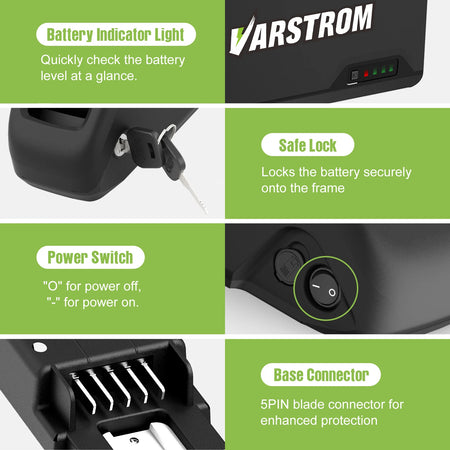 Bottom mounting plate and connection pins of Varstrom ebike pack