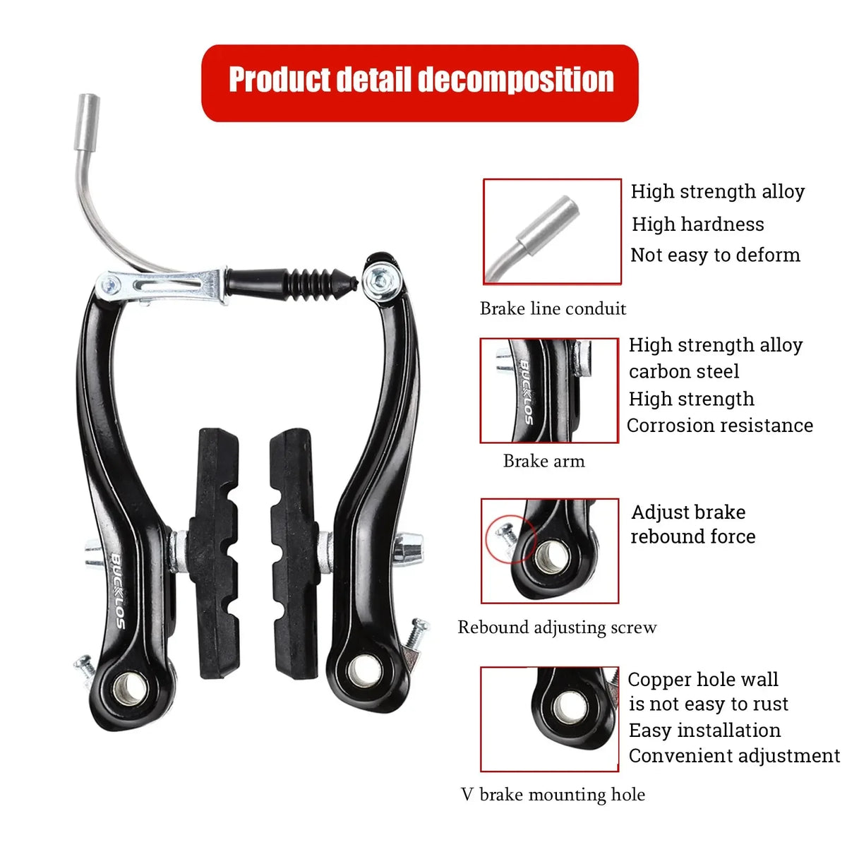   BUCKLOS Bike V Brakes Set with Levers