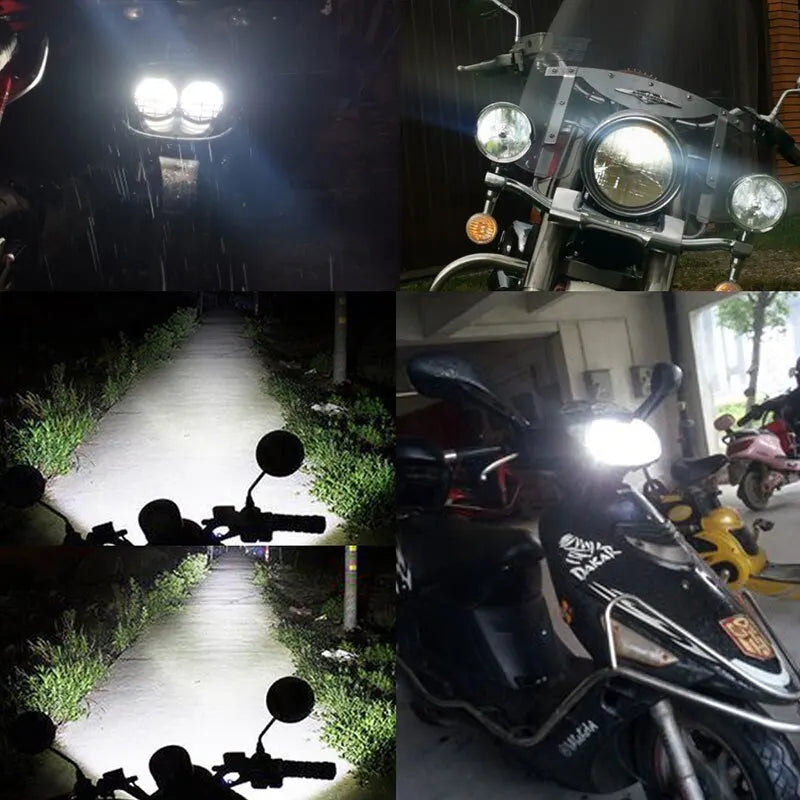 Bright white LED motorcycle headlamp for safe riding