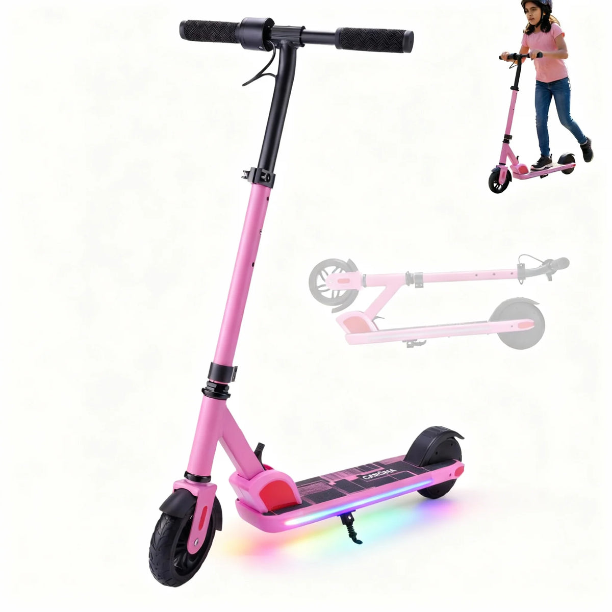 CAROMA Children's Electric Scooter with Durable Construction and LED Tires