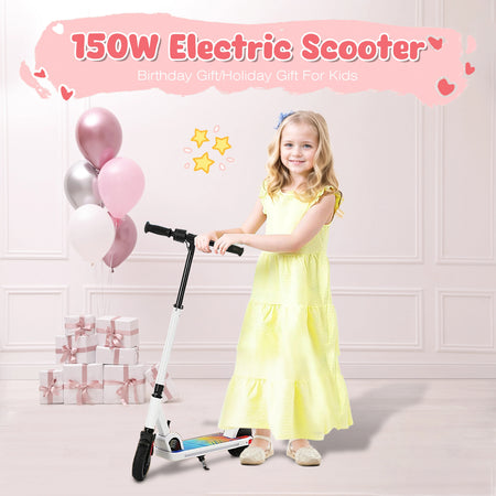 CAROMA Kids Electric Scooter with 150W Motor and LED Light-Up Wheels