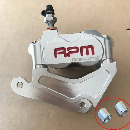 RPM Racing 82mm Radial 4-Piston Front Brake Caliper – For Honda Dio AF18/27/28/34/35 (Fits 200mm–220mm Disc) Silver 220mm