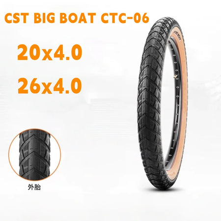 CST Big Boat CTC-06 20x4.0 fat bike tire brown wall