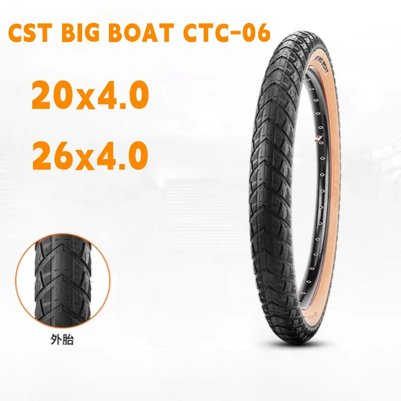 CST Big Boat CTC-06 20x4.0 fat bike tire brown wall