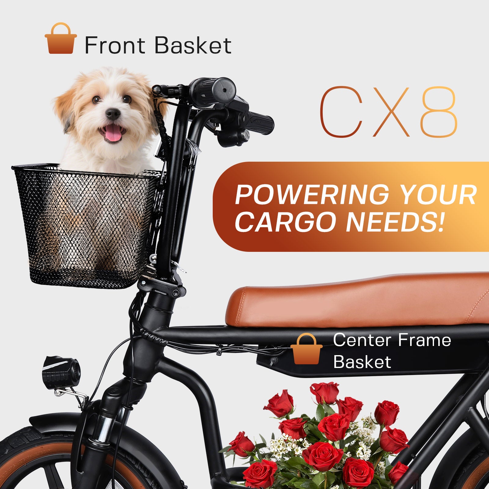   CX8 14x2.5" Mini Electric Bike - Compact Foldable City E-Bike with 36V 350W Brushless Motor