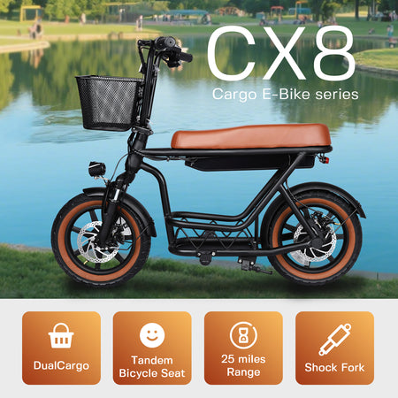   CX8 14x2.5" Mini Electric Bike - Compact Foldable City E-Bike with 36V 350W Brushless Motor
