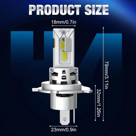 Car H4 LED headlight bulb 6000K cool white illumination