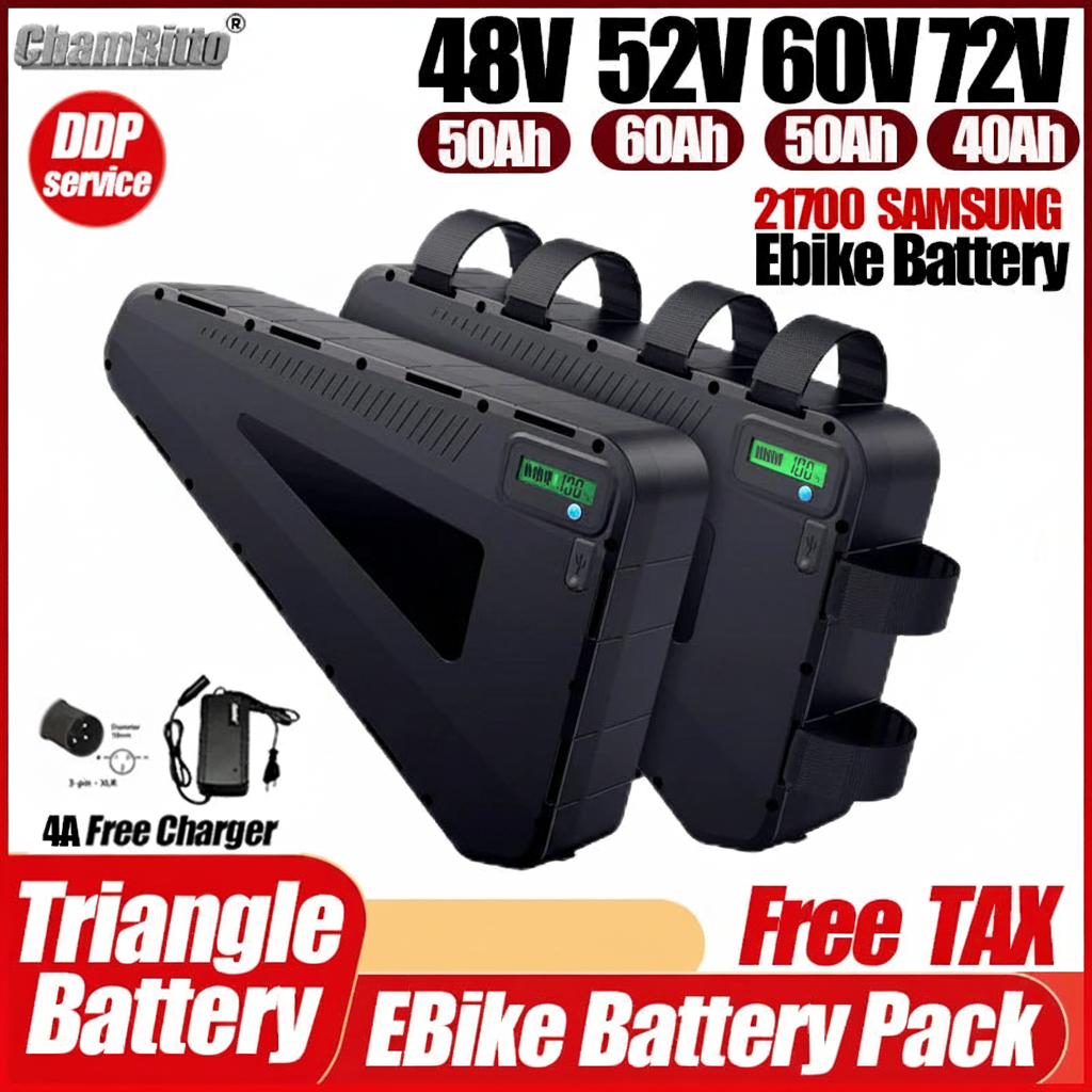 Cham-Rider 21700 triangle e-bike battery mounted on frame