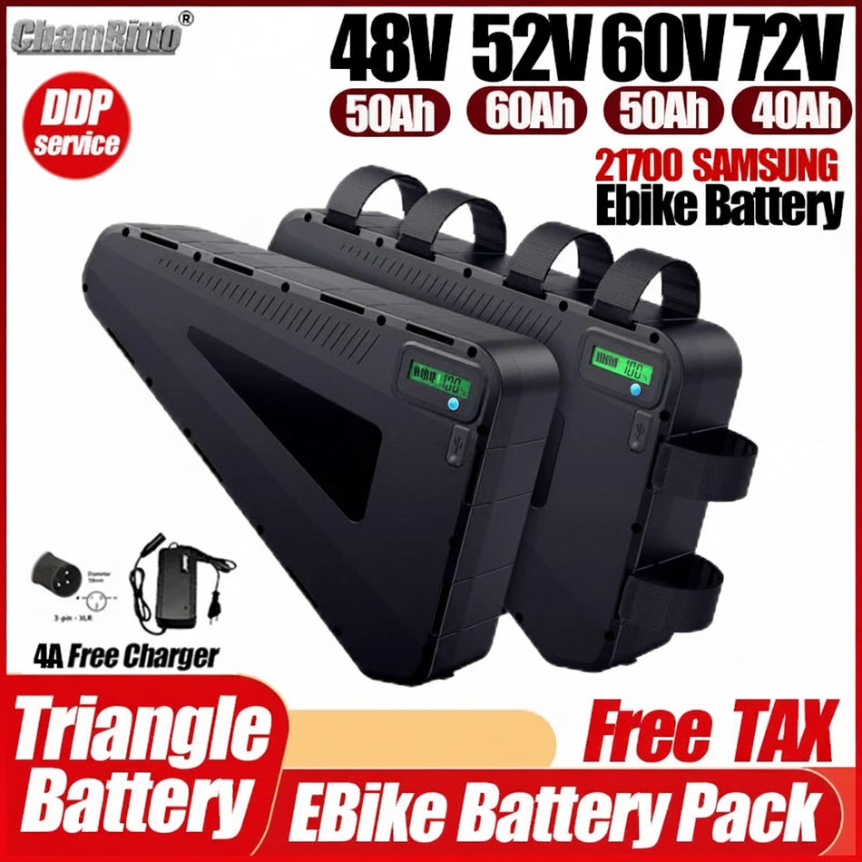 Cham-Rider 21700 triangle e-bike battery mounted on frame