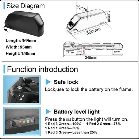 ChamRider 48V 52V 72V Ebike Battery Mounted on Electric Bicycle