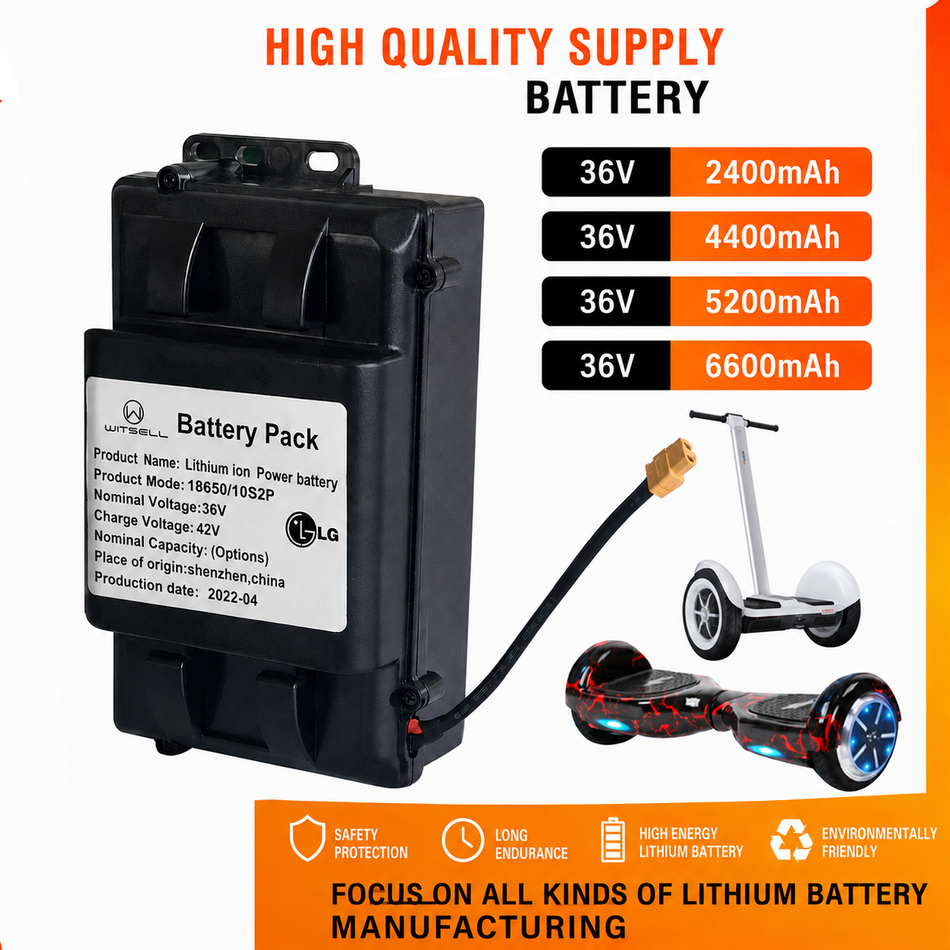 36V/42V Lithium Battery Pack for Balance Scooter 2400mAh - 6600mAh