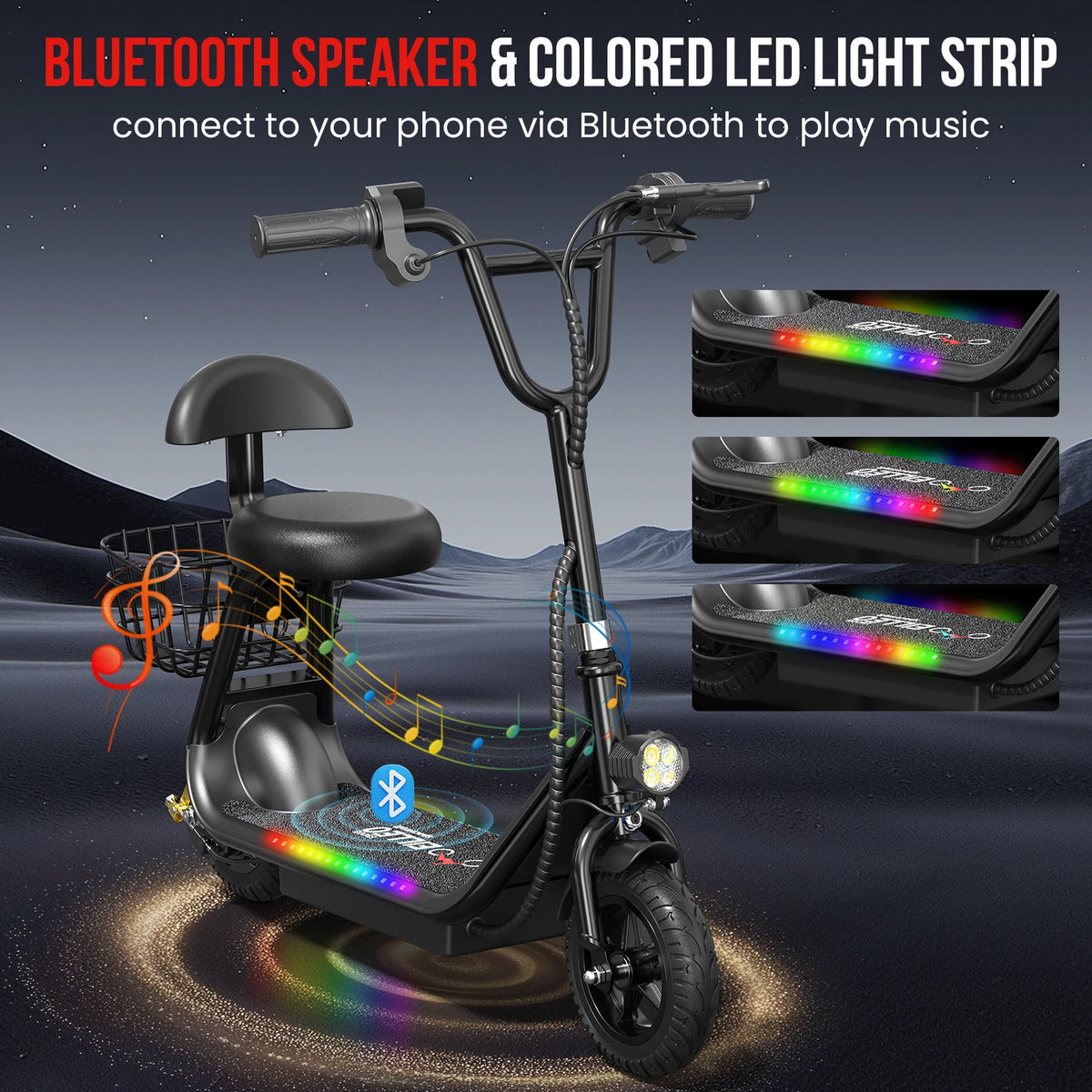 Child riding Spacewalk electric scooter safely on paved path