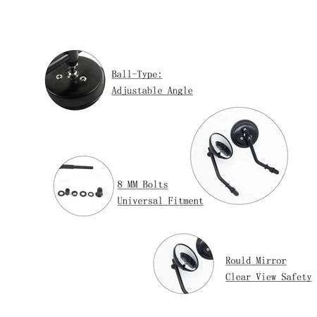 Classic round bike mirrors for bobber chopper style