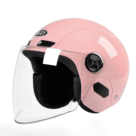 Clear visor pink motorcycle helmet