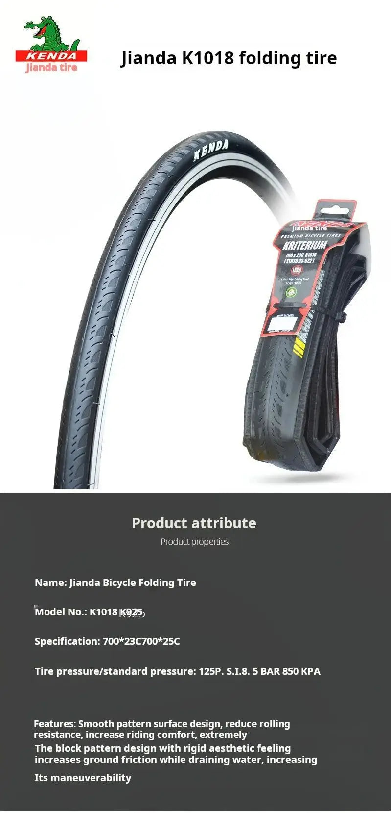   KENDA KRITERIUM (K1018) Road Bicycle Tire - 700x23c & 700x25c