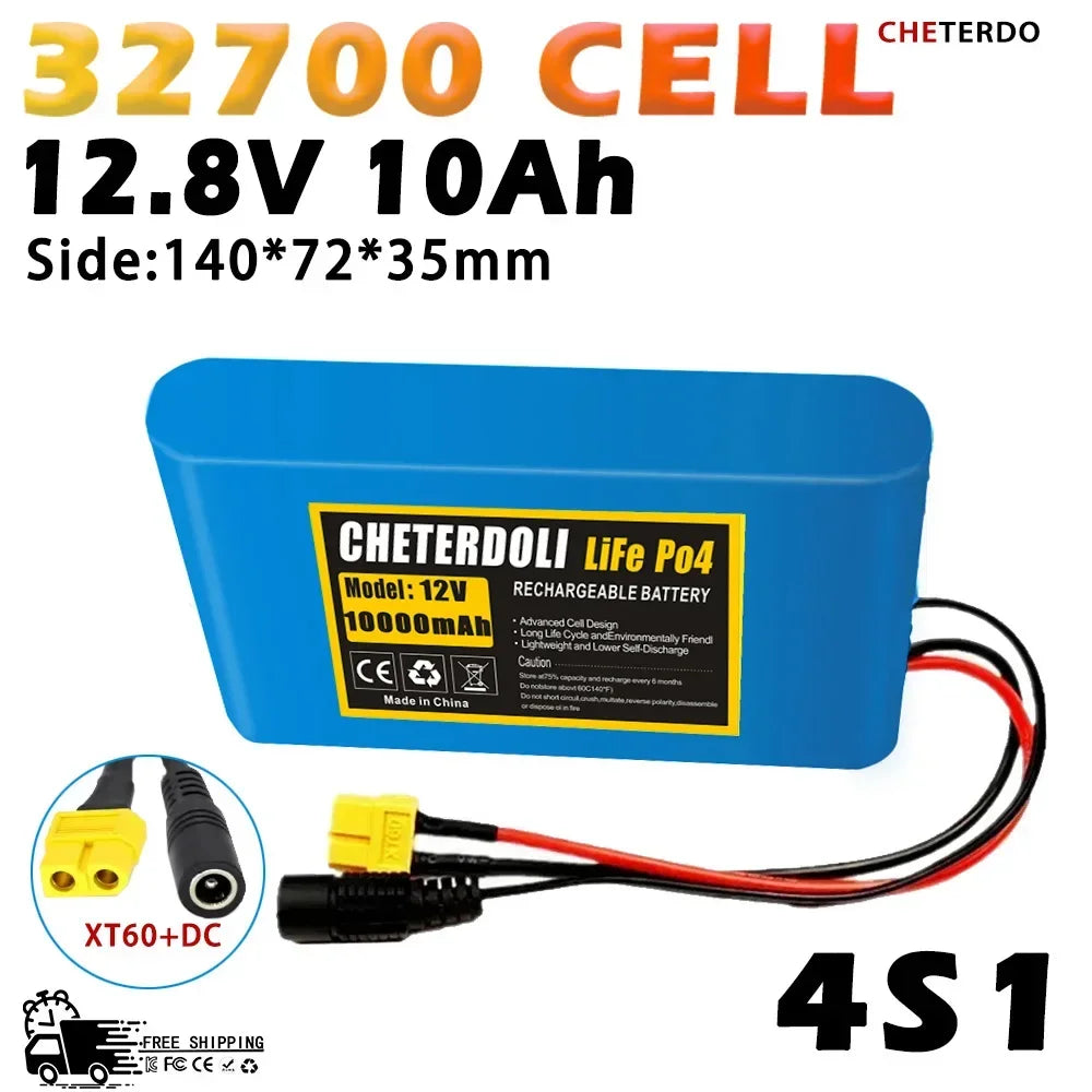Close-up of 12V deep cycle battery with built-in balanced BMS