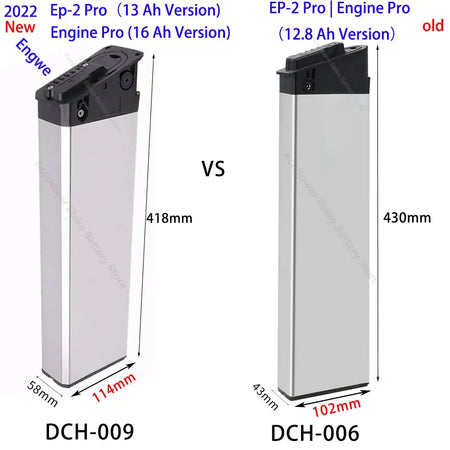 Close-up of Engwe EP-2 Pro battery charging port and capacity options