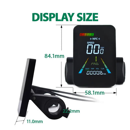 Close-up of L5 e-bike digital speedometer showing speed and battery levels