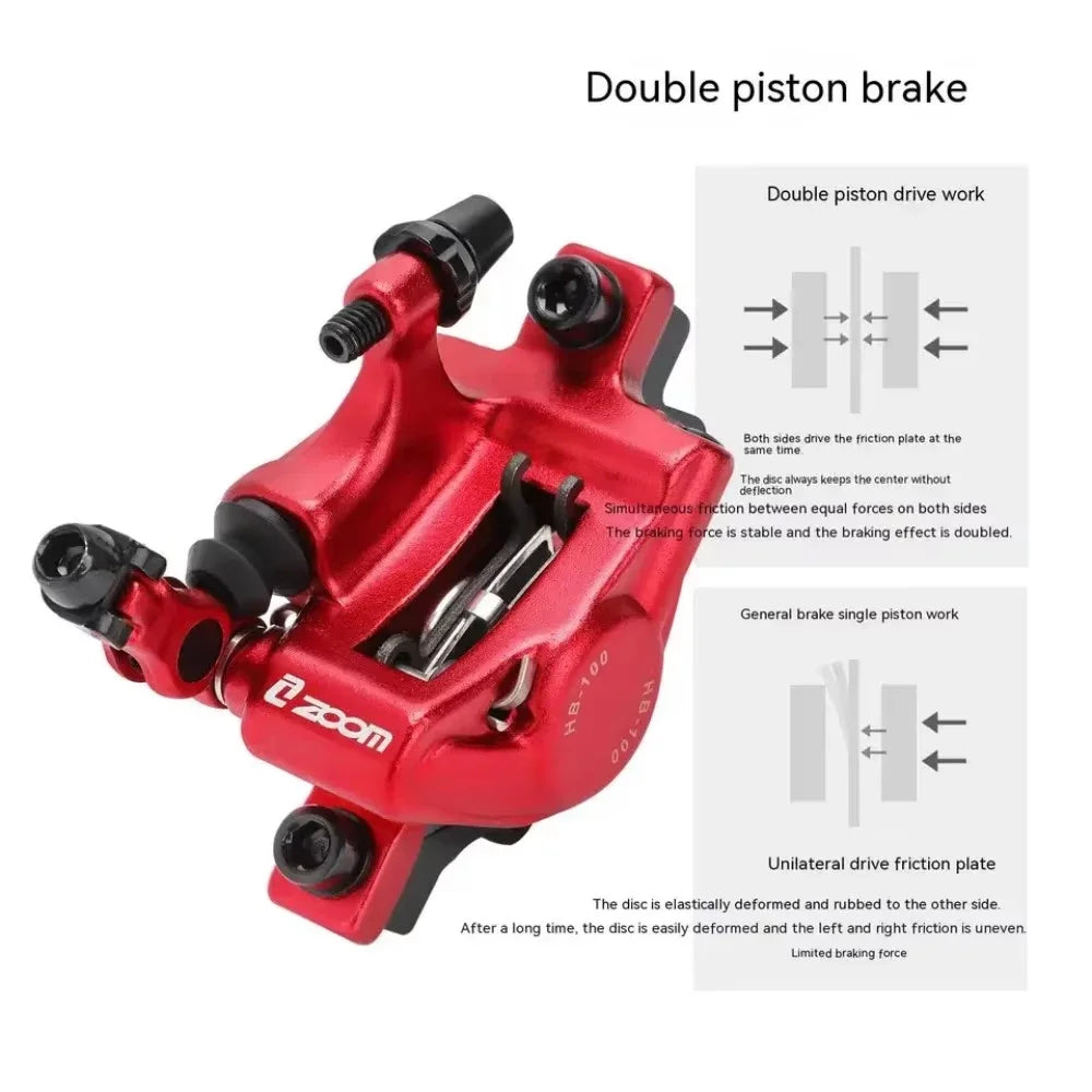 Close-up of Lightweight Alloy Hydraulic Brake Caliper for Mountain Bikes