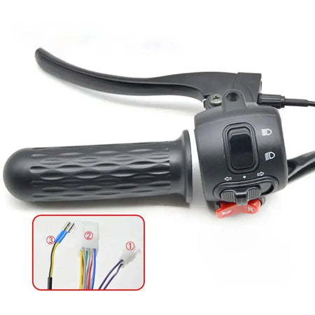 Close-up of integrated seat switch button on 5th Gen electric vehicle handle