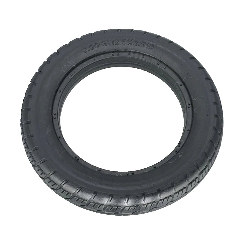 Close-up of puncture-proof tread on UGNE solid tire