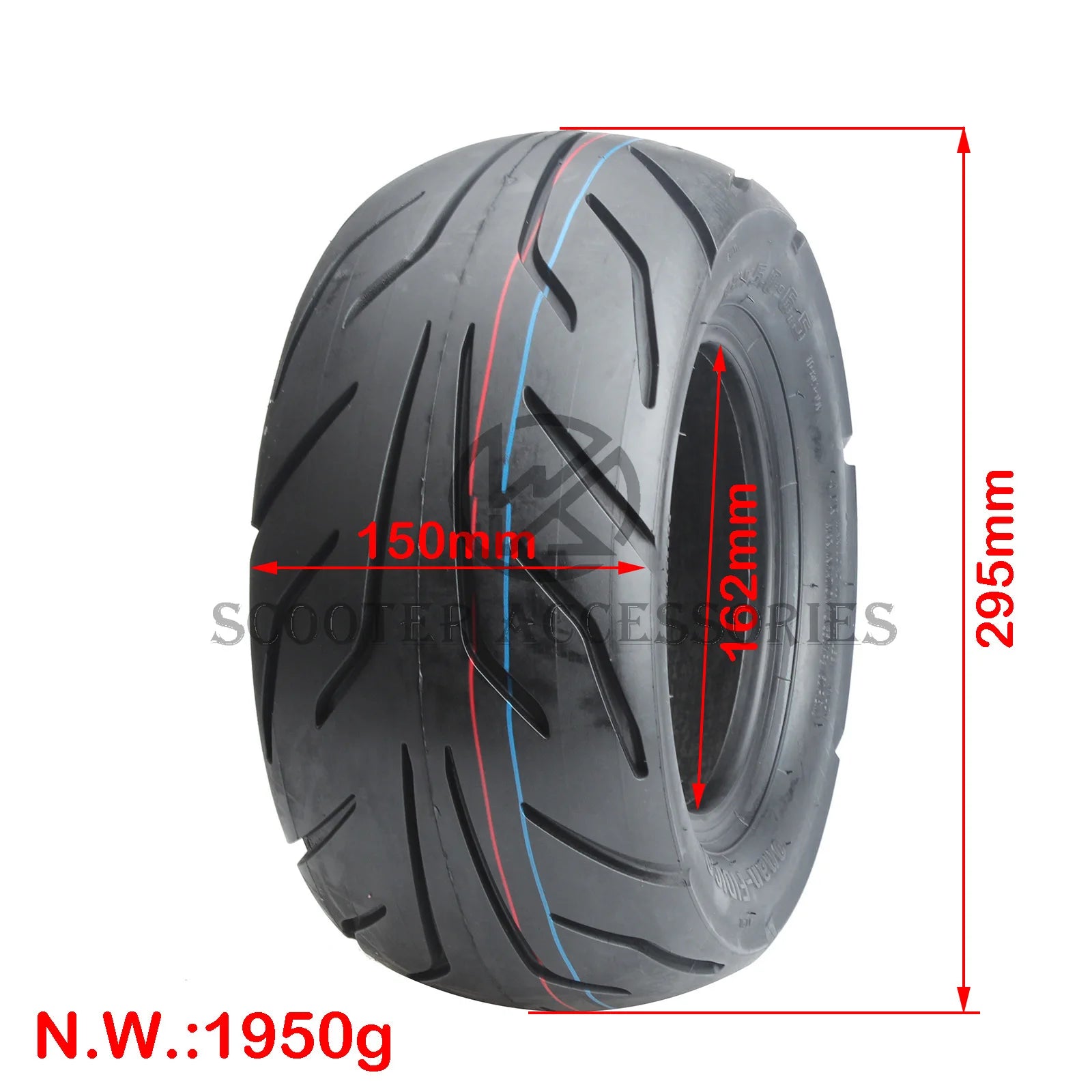 Close-up of puncture-proof tread on UGNE solid tire