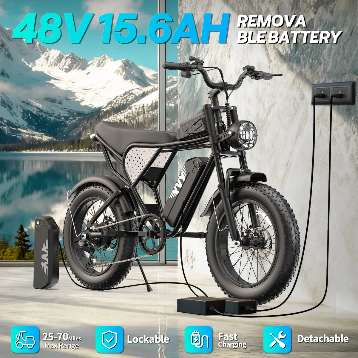Close-up of the 1500W motor and 7-speed mechanical gearing on the YVY K20 Lite e-bike