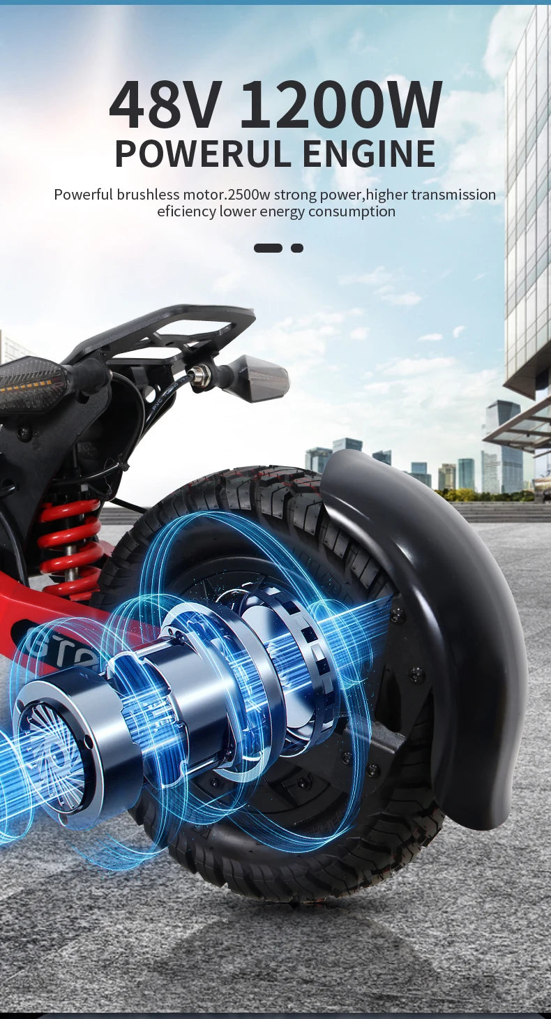 Close-up of the handlebars, digital display, and dual brakes on the Arwibon adult scooter