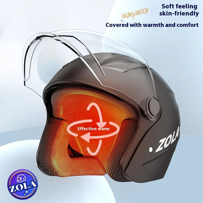 Comfortable protective helmet for long distance winter journeys