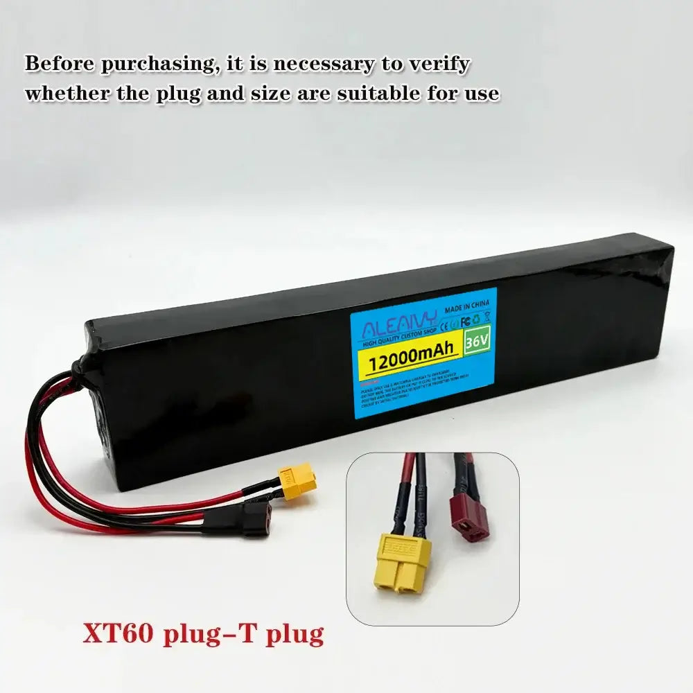 High Capacity 36V 12Ah Lithium Battery - 10S4P Long Range Replacement for 500W 700W Motors