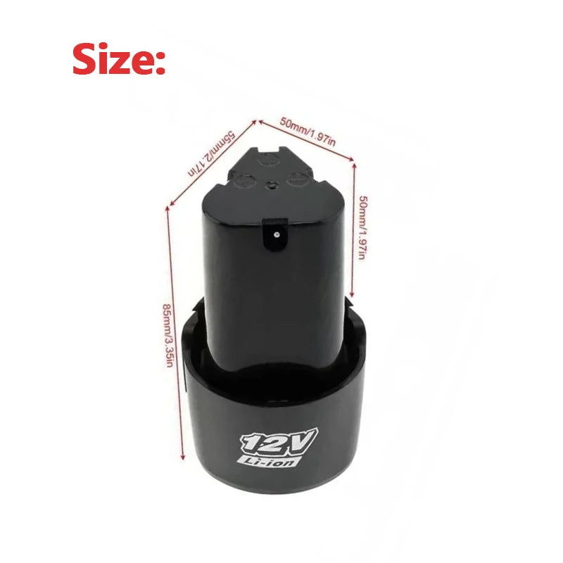 Compact 12.8Ah lithium battery inserted into a cordless mini angle grinder