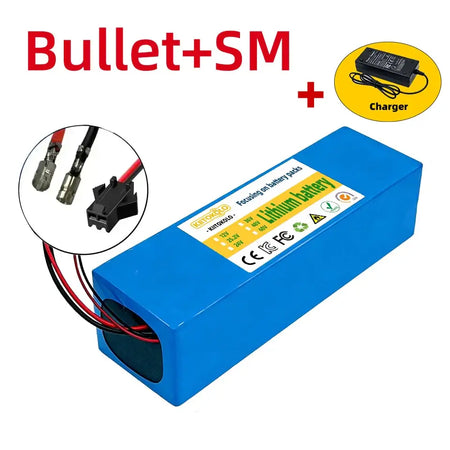 48V 10Ah Lithium-ion Rechargeable Battery 13S4P Pack for Electric Scooter with Smart BMS & 54.6V Charger with connectors