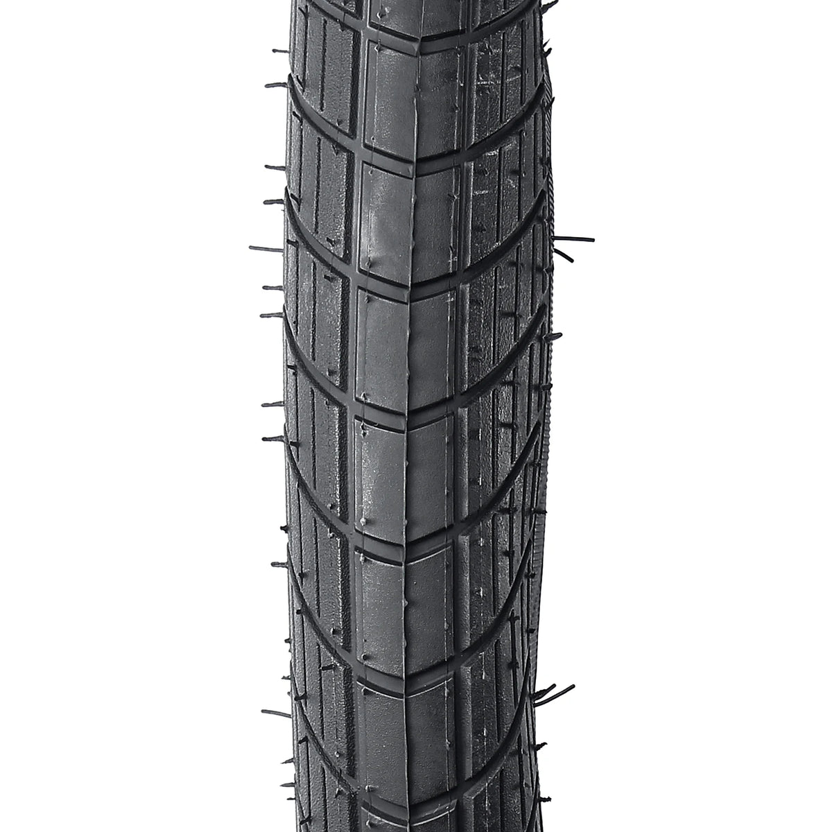 Compact bicycle with Schwalbe Big Apple tires on urban road