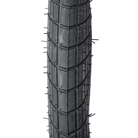 Compact bicycle with Schwalbe Big Apple tires on urban road