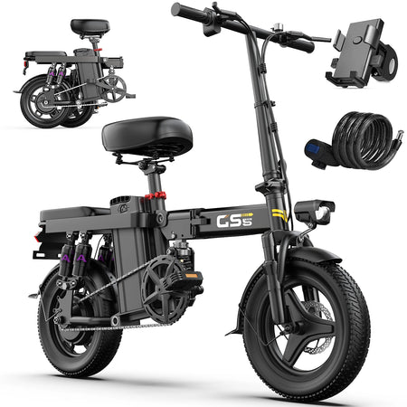 Compact folded UPlee GS5 electric bike in a car trunk