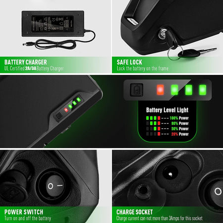Compatible 21700 e-bike battery for 1000W to 2000W electric bicycle motors