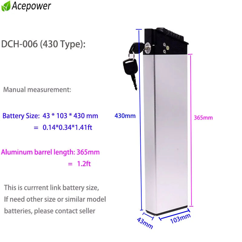Complete battery set including the DCH-006 housing and matching power charger