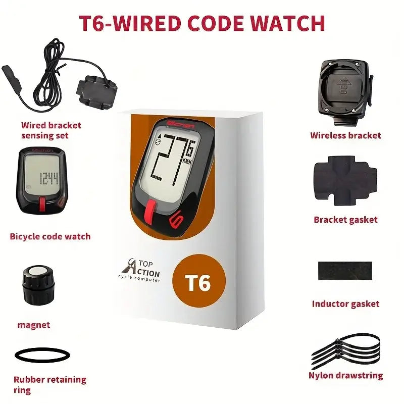 Complete speedometer kit with mounting bracket and sensor for cycles